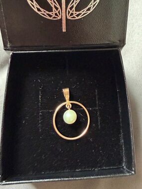 Vintage Soviet 14K (583) Rose Gold Circle Pearl Pendant Charm | Authentic USSR